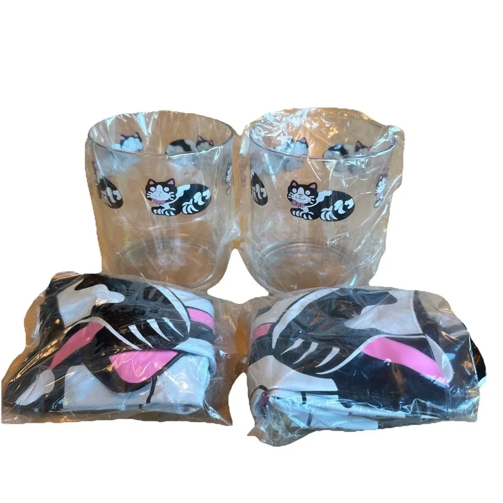 Vintage Inflatable (2) Cat Kitten Floating Pool Glass Caddy Drink Holder NEW NOS